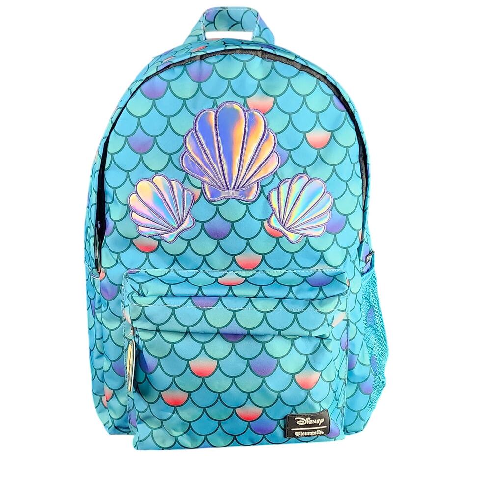 Loungefly Little Mermaid Heart Logo Backpack • 2018 • NWT • VHTF • Ariel Dongle